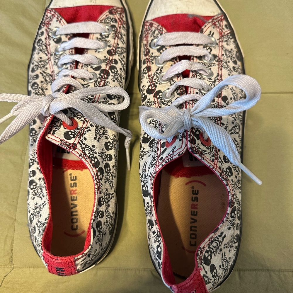Converse Red and White Skull Pattern Sneakers